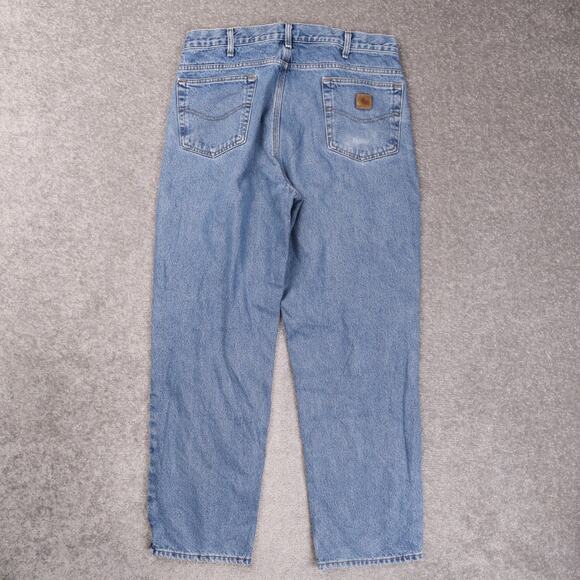 Carhartt Relaxed Fit B172 Lined 36x32 Medium Wash Straight Leg Denim Blue Jeans - Picture 4 of 4